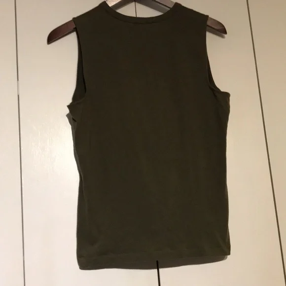 American Living Women's Olive Ruffle Neck Sleeveless Cotton Blouse Top Size L - Picture 14 of 16